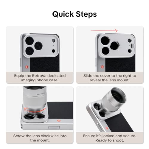 Image of PGYTECH 2X Telephoto Lens for iPhone 17 Pro Max, 200mm Equivalent Optical Telephoto Extender, Clip-On Lens with Adapter Ring for RetroVa Case, for Wildlife /Sports /Portrait Photography