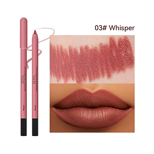 Lip Liner Pencil, Long Lasting Waterproof Creamy Lip Liner Pencil With Sharppens, Non-Fade, Non-Dry, High Pigmented, Up To 12 Hours, Professional Lip Makeup Matte Lip Liner Pencil For Women (03# Whisper) #TOP1