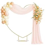 6.6FT Heart Arch Stand for Proposal Heart Shaped Backdrop Stand Wedding Arch Stand for Ceremony Valentine's Day Birthday Party Baby Shower Decorations (Golden)