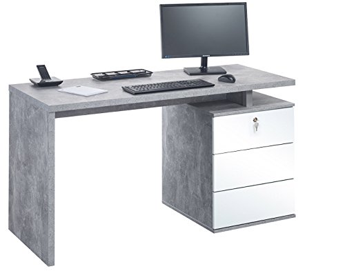 MAJA Möbel Office EINZELMODELLE Schreib-und Computertisch, Holzdekor, Betonoptik-Weiß Hochglanz, 140,00 x 60,00 x 75,00 cm MAJA Möbel Office EINZELMODELLE Schreib-und Computertisch, Holzdekor, Betonoptik-Weiß Hochglanz, 140,00 x 60,00 x 75,00 cm