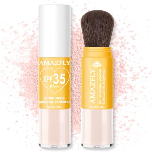 WEEMAY Mineral Sunscreen Setting Powder, SPF 35 Brush Sunscreen Powder for Face and Scalp, Long Lasting and Lightweight Oil Control Natural Matte Finish (#02 Fair)