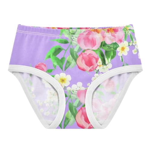 Girls Underwear Toddler 2t Cotton Girl Panties Cute Colorful Kids Briefs Undies Watercolor Pink Peonies Purple