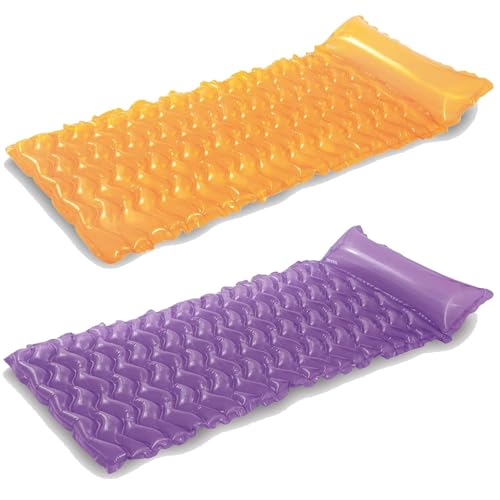 Intex - Tote-N-Float Wave Inflatable Air Mat (90 inches X 34 inches) (Colors May Vary) (2 Pack)