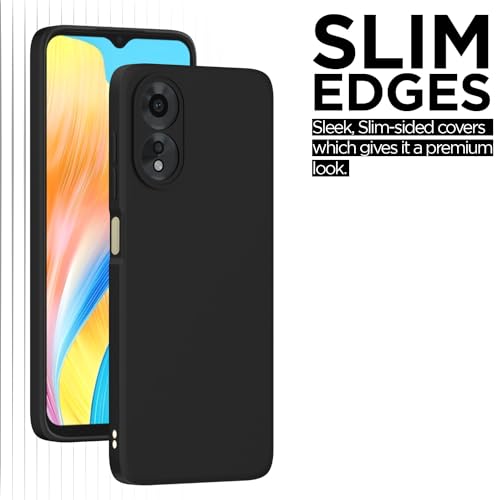 Image of Outlouders Back Cover for Oppo A38 4G / Oppo A18 4G | Camera Protection | Durable Soft Matte Silicone Bumper Case (Black)