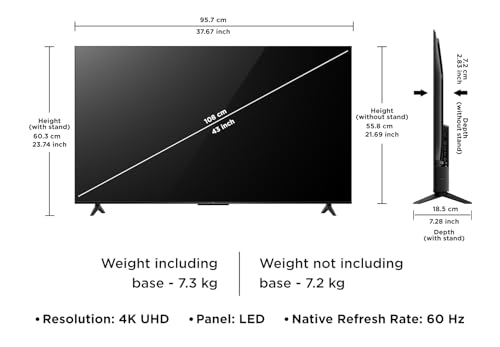 Image of TCL 108 cm (43 inches) Metallic Bezel Less Series 4K Ultra HD Smart LED Google TV 43V6C (Black)
