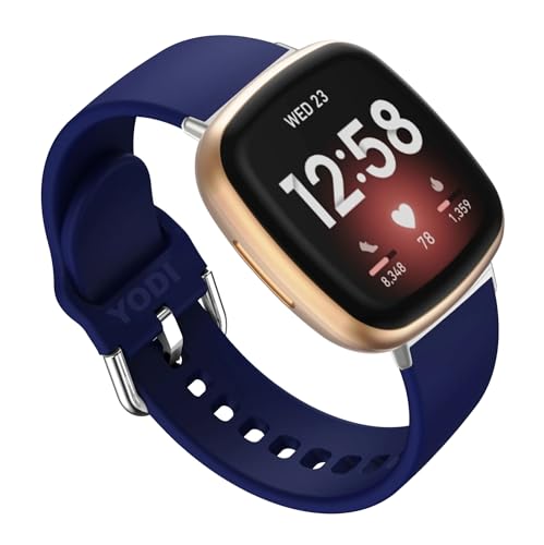Image of YODI Watch Band Compatible with Fitbit Versa 4 / Fit bit Versa 3 / Fitbit Sense /Sense 2 Band, Soft Replacement Silicone Wristband for Women Flexible Waterproof Sport Watch Strap for Men Large
