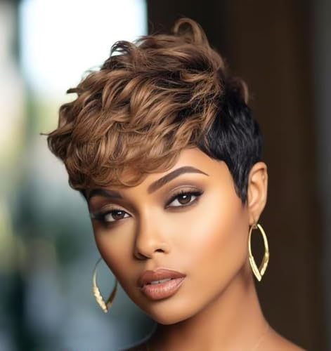 QITAQOTA Pixie Cut Wig Pixie Wigs for Black Women Wig Colorful Wigs for Women Short Curly Wig Synthetic Wigs for Black Women C97