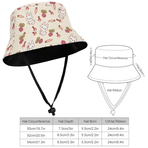 Bunny Rabbit with VegetablesChildren's Bucket Hat for Boys and Girls, Breathable Summer Beach Hat54cm2