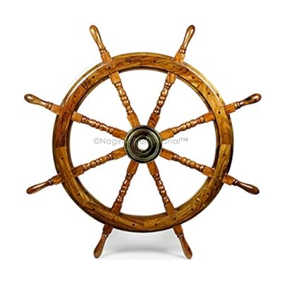 Nagina International Natural Wood Premium Pirate's Boat Ship Wheel (36 Inches) 41PJjhq469L. SS400