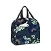 Lunch Box Portable Blueberry Fields Dark Blue Lunch Bag with Large Pocket, Insulated Lunch Tote Bag for Office Work School Picnic Travel