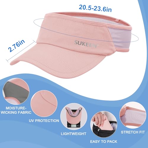 Image of Sukeen Sports Sun Visor Men Women Lightweight Portable Cooling Stretchy Visor Hat for Running, Golf, Daily Wear Pink /Purple