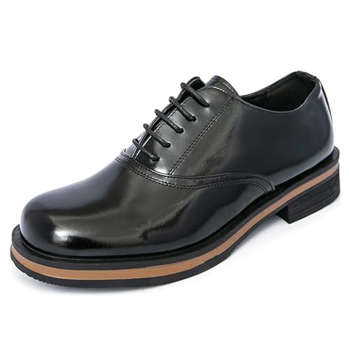 Men's Leather Square Toe Platform Oxfords Classic Lace Up Low Heel Business Dress Shoes Casual Work Formal Shoes