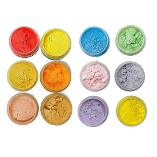 Image of Mica Powder Set (Pack of 12) - Vibrant, Cosmetic-Grade Pigments for Resin Art, Soap Making, DIY Crafts, Epoxy Resin, and More - Non-Toxic, Multicolor Powder (Multi Colour)
