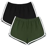 URATOT 2 Pack Cotton Sports Shorts Yoga Short Pants Summer Running Athletic Shorts Women Dance Gym W