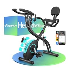 MERACH 4-in-1 Heimtrainer Fahrrad Klappbar, Hometrainer Fahrrad mit LCD Monitor und Handpulsmessung, Magnetisches Ergometer Heimtrainer mit Bequemem Sitzkissen, Fitnessbikes für Zuhause, Platzsparend