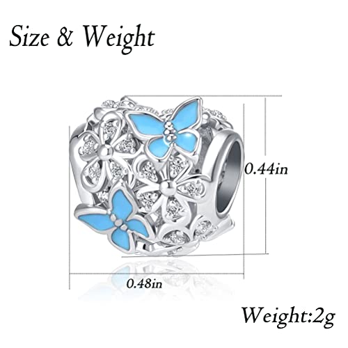 Image of Butterfly Flower Heart Bead Charms for Bracelets