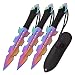 Perfect Point PP-110-3RB Throwing Knife Set with Three Knives, Rainbow Blades, Cord-Wrapped Handles, 7.5-Inch Overall