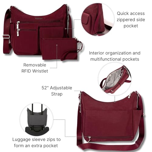 Image of Baggallini womens Everywhere Bagg Crossbody Women 11x9 Lightweight Nylon Hobo Water-resistant Travel Bag W /Rfid