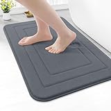 Arotive Memory Foam Bathroom Rug Mat 24x16, Ultra Soft and Absorbent Bath Mat, Machine Wash Dry, Comfortable Bath Rug Carpet for Bathroom Floor, Tub and Shower, Dark Grey