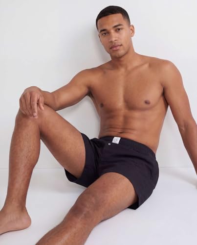 Image of Real Essentials 3 Pack: Men's Woven Cotton Poplin Lounge Shorts Sleep Casual Comfy Loose Fit Elastic Waist PJ Bottoms Pockets