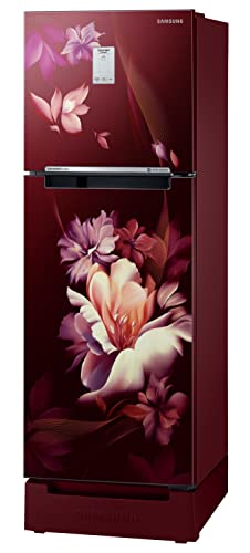 Image of Samsung 236L 2 Star Inverter Frost-Free Convertible 3 In 1 Curd Maestro Double Door Refrigerator Appliance (RT28C3C32RZ /HL,Midnight Blossom Red) Base Stand Drawer