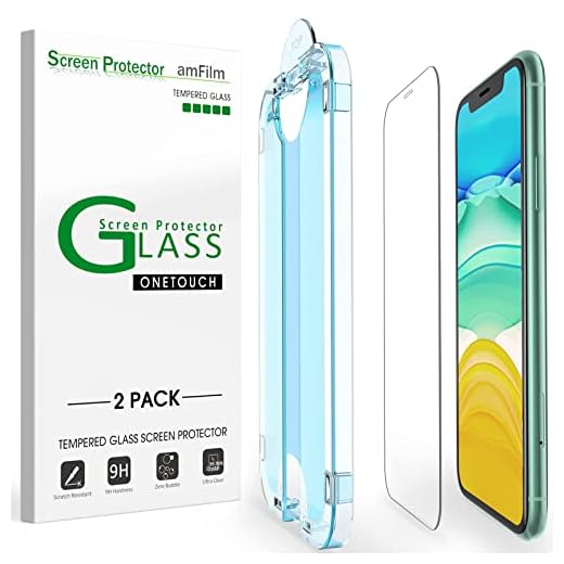amFilm OneTouch Glass Screen Protector for iPhone 11, iPhone XR (6.1") with Easy Installation Kit, Tempered Glass, 2 Pack