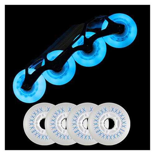Roues de rollers en ligne 90A flash lumineuses avec noyau magnétique 80mm à 64mm