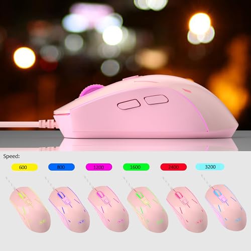 MageGee GT838 Gaming Keyboard and Mouse Combo, 104 Keys RGB Backlit Quiet Wired Keyboards for Laptop PC MAC, with Number Pad, Metal Panel, Anti-Ghosting, Pink - Thumbnail 3