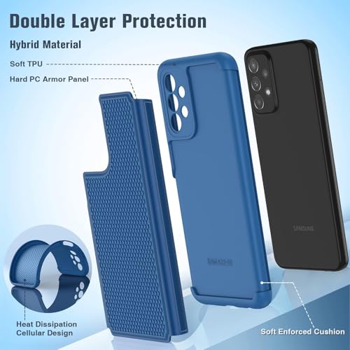 Image of FNTCASE for Samsung Galaxy A23 5G Case: (Samsung Galaxy A23 4G LTE) Dual Layer Protective Heavy Duty Cell Phone Cover Shockproof Rugged with Non Slip Textured Back Bumper - 6.6inch Blue