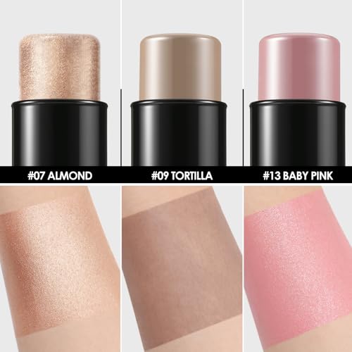 FOCALLURE 3PCS Cream Contour Stick - Highlighter Bronzer Blush Set for Face Sculpting, Non-Greasy Longwear Makeup, Easy to Blend with Natural Matte Finish,SET 3 - Thumbnail 3