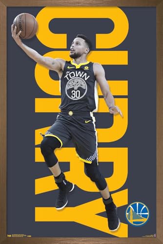 Trends International NBA Golden State Warriors - Stephen Curry 18 Wall Poster, 22.4L x 14.7W, Bronze Framed Version