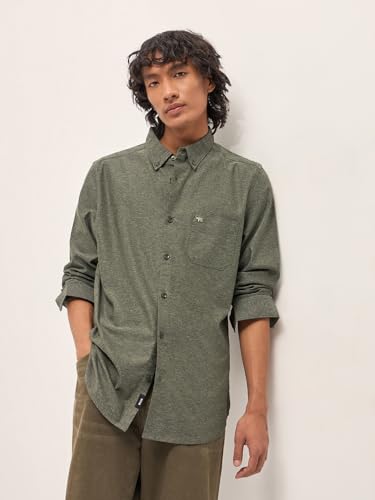 Image of THE BEAR HOUSE Men's Blue Slim Fit Cotton Checkered Shirt