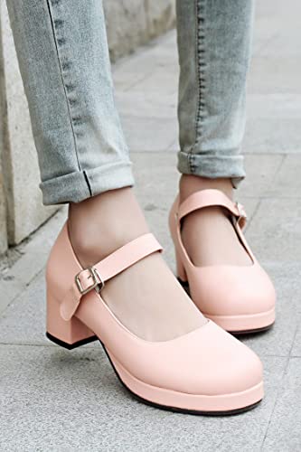 Classic Mary Jane Shoes for Women Round Toe Low Block Heel Leather Buckle Strap Cute Lolita Cosplay Shoes Comfortable Daily Wear Shoes3