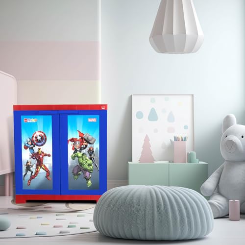 Cello Kidzbee Mini Marvel Avenger Series | Themed Design- Mighty Heroes; Design 1- Red & Blue | Cabinet PP Plastic Material | Dream Word & Space-Saving Compact Size | Ideal for Kids' Rooms