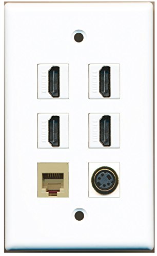 RiteAV - 4 HDMI 1 port telefon RJ11 RJ12 beżowy 1 port S-Video płyta ścienna
