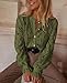 PRETTYGARDEN Women's Dressy Casual Lace Blouse Long Sleeve Button Up Shirts Tops Spring Fall Fashion Clothes (Army Green,Large)