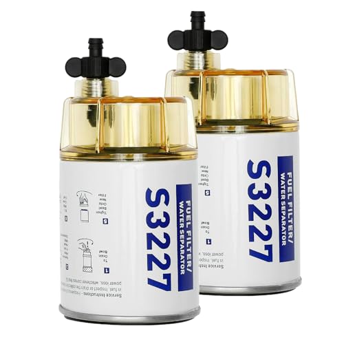 2PCS S3227 Fuel Water Separator Filter with Clear Bowl AssemblyCompatible with Marine Outboard Motor Mercury 10 MicronReplaces# 9-37882 18-7922 490R-RAC-01 18-7922 18-7922-1 S3228TUL