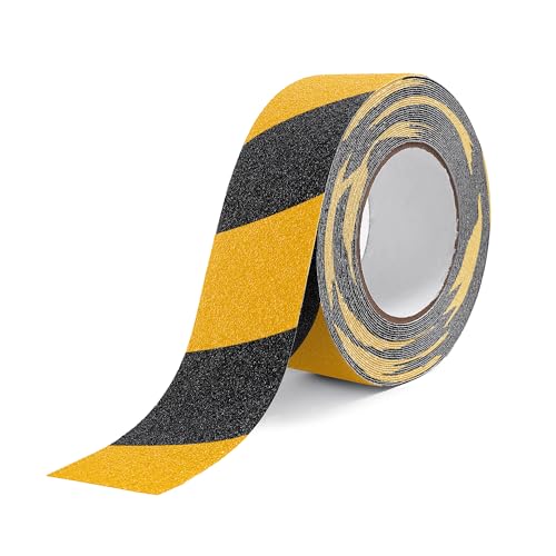 Image of Reniteco Anti Slip Tape - 2 inch x 33 Ft, Yellow with Black Strips Heavy Duty Grip Tape - High Adhesion & Waterproof, No Residue Removal for Outdoor Stairs, Tile, Shower, Bathtub - Extra Grip Safety Tape