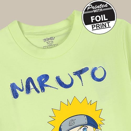 Image of Kidsville Official Naruto Anime Boys Half Sleeves Round Neck Graphic Character Printed Regular Fit Pure Breathable Cotton Fabric Tshirt