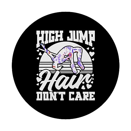 High Jump Hair Don’t Care High Jumping High Jumper Women PopSockets Swappable PopGrip, Black - Image 3