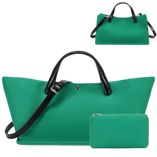 Travistar Large Tote Bag for Women - Canvas Work Bags Crossbody Handbags Shoulder Top Handle Purse 2Pcs with Detachable Strap