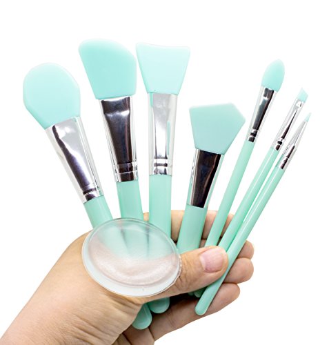 JJMG 8pcs Clear Silicone Makeup Brush Applicator Sponge Perfect for Eye Blush Lips BB CC Cream Foundation Concealer Blending Air Cushion Cosmetics Blender - Blue