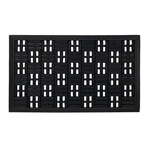 Relaxdays Fußmatte Gummi, 45x75 cm, Türmatte Gitter-Optik, rutschfest,...