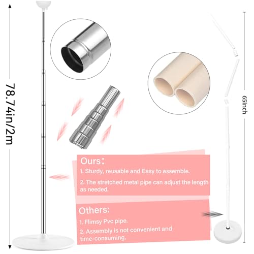 Image of 2 Sets Rose Gold Balloon Column Stand Kit with 100 Balloons Adjustable Balloon Tower Stand with Bases for Floor Balloons Column Kit for Wedding Graduation Birthday Appreciation Party Decor