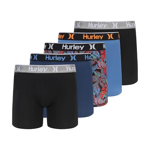 Hurley Mens 5-Pack Boxer Briefs Blue Medium