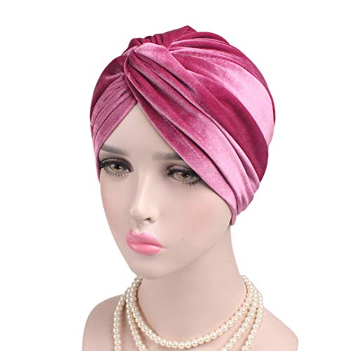 Surkat Velvet Pleated Twist Turban Headwrap Stretch Indian Hair Loss Hat Beanie For Women #TOP4