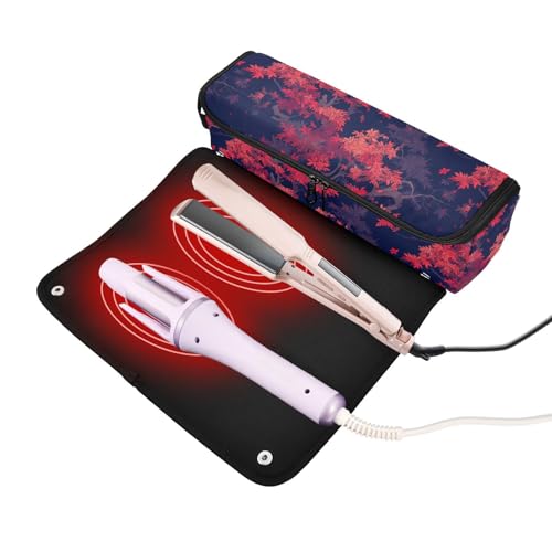 Organizador de Herramientas para Cabello 2 en 1 Red and Black Tree, Alfombrilla Resistente al Calor, Gran Capacidad para Planchas, Rizadores y Secador miniatura 2