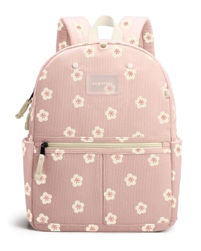 suwarble Mochila de Sarja para Crianças de 2-6 Anos, Meninas e Meninos, Mochila para Pré-escola e Jardim de Infância - Lindas Mochilas Infantis para Meninos e Meninas, Sakura rosa