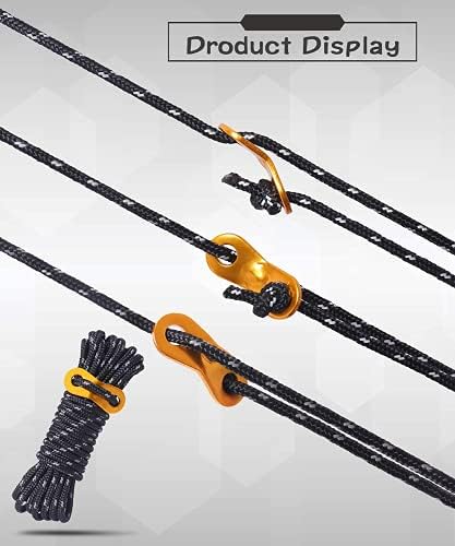 HIKEMAN 6pcs Reflective Tent Guy Ropes - 5mm Tent Guy Line Heavy Duty Guide Rope with Tensioner Adjuster for Outdoor Camping Hiking Awning Tarp Tents (Army Green)