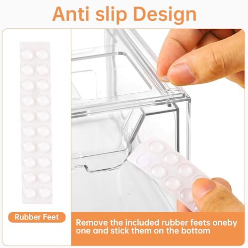 Image of Stebopum 8 Pack Stackable Makeup Organizer, 4.4'' Tall Acrylic Bathroom Makeup Organizer and Storage Drawer with Pull-out Handle, Clear Plastic Storage Bins for Vanity,Pantry,Desk,Undersink,Kitchen